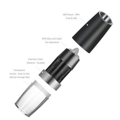 เครื่องบดเกลือพริกไทยไฟฟ้าอัตโนมัติพร้อมไฟ LED, Automatic Electric Pepper Grinder