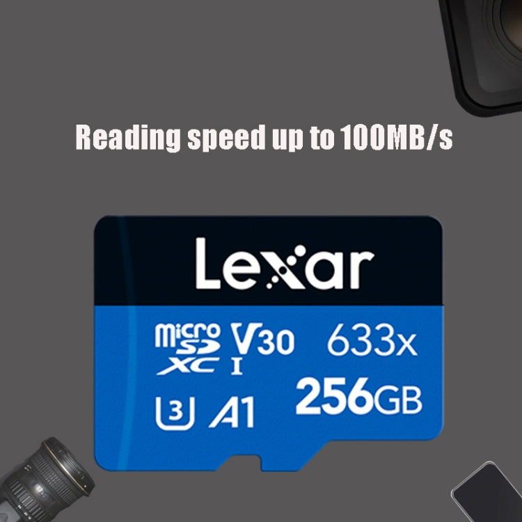 Lexar 633x256GB โทรศัพท์มือถือความเร็วสูงกล้องหน่วยความจำ TF Card Switch Expansion Driving Recorder Dedicated Storage Flash Memory Card, 256GB