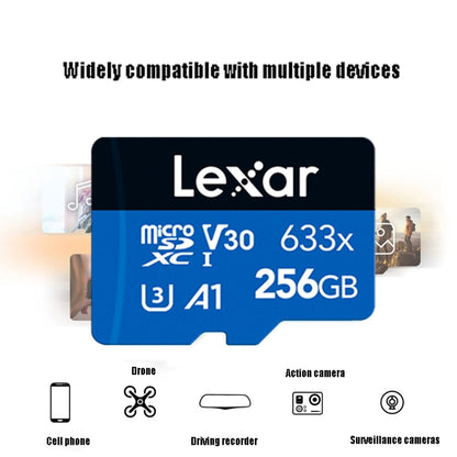 Lexar 633x256GB โทรศัพท์มือถือความเร็วสูงกล้องหน่วยความจำ TF Card Switch Expansion Driving Recorder Dedicated Storage Flash Memory Card, 256GB
