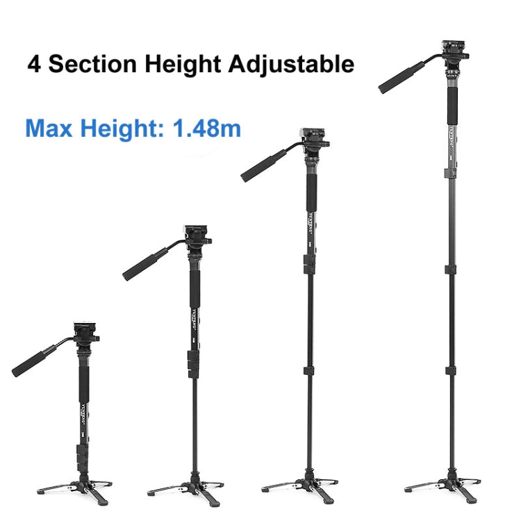 YUNTENG VCT-288RM กล้อง SLR กล้อง Monopod รองรับเท้าหัวไฮดรอลิกขาตั้งถ่ายภาพระดับมืออาชีพ, ความสูงสูงสุด: 1.48 ม., VCT-288RM