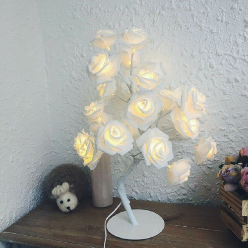 Rose ข้างเตียง Night Light Girl Heart Room ตกแต่งโคมไฟตั้งโต๊ะ,AC 220V