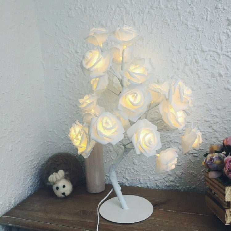 Rose ข้างเตียง Night Light Girl Heart Room ตกแต่งโคมไฟตั้งโต๊ะ,AC 220V