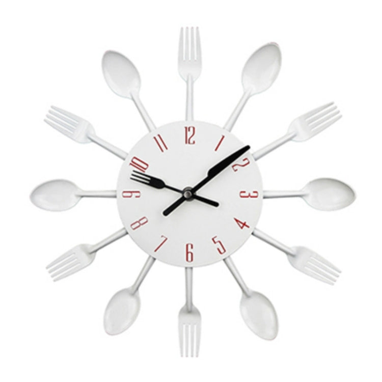 มีดครัวผนังนาฬิกาช้อนส้อมควอตซ์สร้างสรรค์ติดผนังนาฬิกาออกแบบตกแต่ง Horloge, White, Green, Black, Color