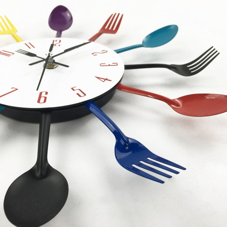 มีดครัวผนังนาฬิกาช้อนส้อมควอตซ์สร้างสรรค์ติดผนังนาฬิกาออกแบบตกแต่ง Horloge, White, Green, Black, Color