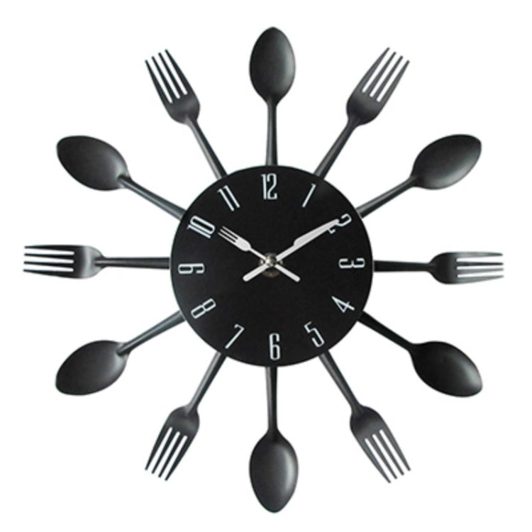 มีดครัวผนังนาฬิกาช้อนส้อมควอตซ์สร้างสรรค์ติดผนังนาฬิกาออกแบบตกแต่ง Horloge, White, Green, Black, Color