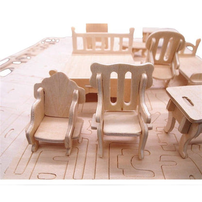 เฟอร์นิเจอร์ตุ๊กตาจิ๋ว 3D ปริศนาไม้ DIY โมเดลสถาปัตยกรรมของขวัญของเล่นเด็ก, 3D Wooden Puzzle