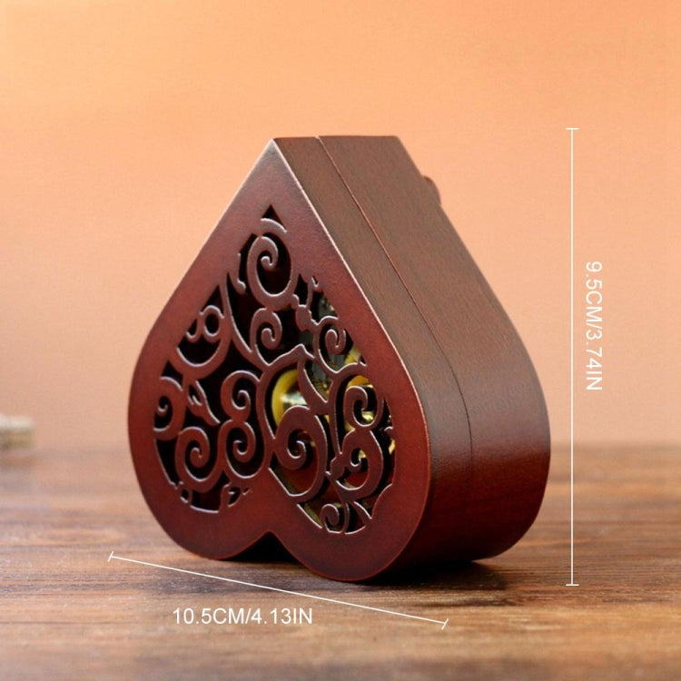 Creative Heart Shaped Vintage ไม้แกะสลักกลไกดนตรีกล่อง Wind Up Music Box ของขวัญ,Golden Movement