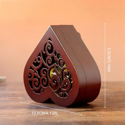 Creative Heart Shaped Vintage ไม้แกะสลักกลไกดนตรีกล่อง Wind Up Music Box ของขวัญ,Golden Movement