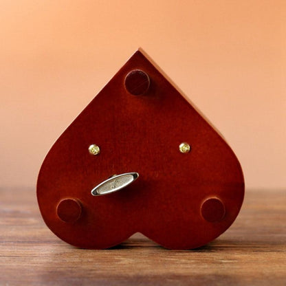 Creative Heart Shaped Vintage ไม้แกะสลักกลไกดนตรีกล่อง Wind Up Music Box ของขวัญ,Golden Movement