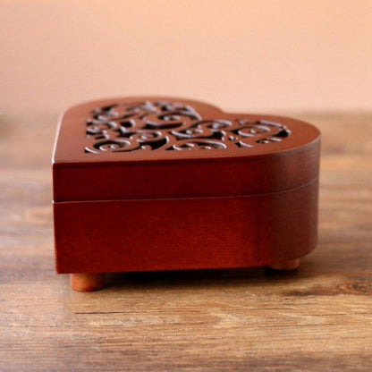 Creative Heart Shaped Vintage ไม้แกะสลักกลไกดนตรีกล่อง Wind Up Music Box ของขวัญ,Golden Movement