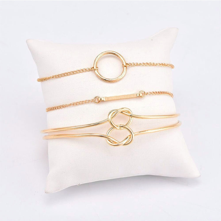 Punk Simple Double Knot Loop สร้อยข้อมือโซ่โลหะเครื่องประดับย้อนยุคโบฮีเมียน