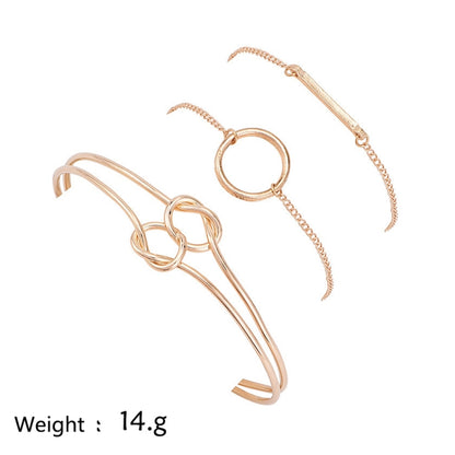 Punk Simple Double Knot Loop สร้อยข้อมือโซ่โลหะเครื่องประดับย้อนยุคโบฮีเมียน
