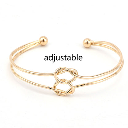 Punk Simple Double Knot Loop สร้อยข้อมือโซ่โลหะเครื่องประดับย้อนยุคโบฮีเมียน