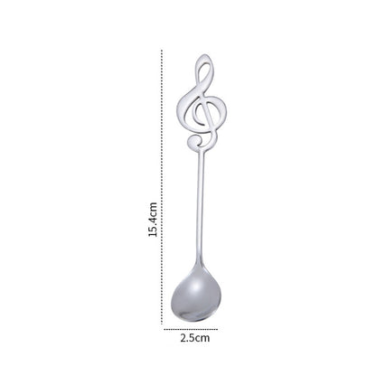 2 ชิ้น Creative Musical Note ช้อนกาแฟกวนตักสแตนเลสไทเทเนียมเพลงช้อนบาร์ช้อนของขวัญ
