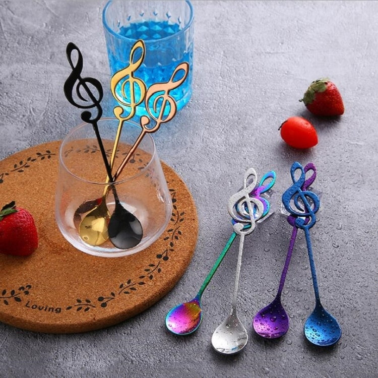 2 ชิ้น Creative Musical Note ช้อนกาแฟกวนตักสแตนเลสไทเทเนียมเพลงช้อนบาร์ช้อนของขวัญ