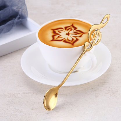 2 ชิ้น Creative Musical Note ช้อนกาแฟกวนตักสแตนเลสไทเทเนียมเพลงช้อนบาร์ช้อนของขวัญ