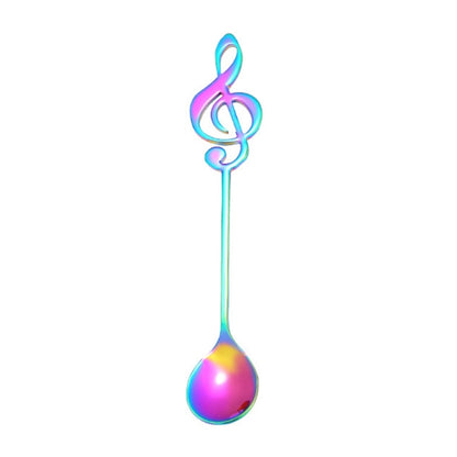 2 ชิ้น Creative Musical Note ช้อนกาแฟกวนตักสแตนเลสไทเทเนียมเพลงช้อนบาร์ช้อนของขวัญ