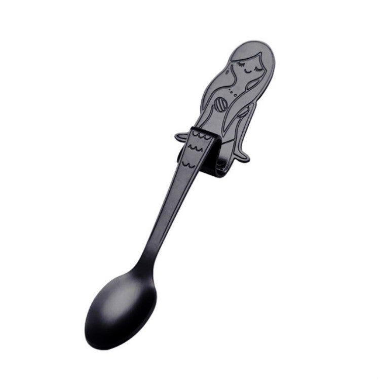ช้อนกาแฟสร้างสรรค์นางเงือกรูปร่างจับช้อน Flatware ดื่มเครื่องมือ, Black, Gold, Symphony, Rose Gold, True Color