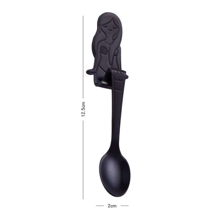 ช้อนกาแฟสร้างสรรค์นางเงือกรูปร่างจับช้อน Flatware ดื่มเครื่องมือ, Black, Gold, Symphony, Rose Gold, True Color