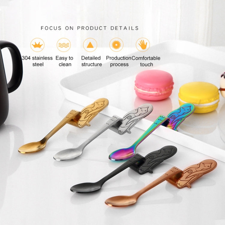 ช้อนกาแฟสร้างสรรค์นางเงือกรูปร่างจับช้อน Flatware ดื่มเครื่องมือ, Black, Gold, Symphony, Rose Gold, True Color