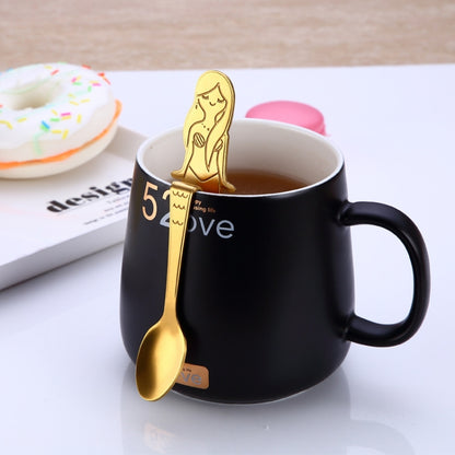 ช้อนกาแฟสร้างสรรค์นางเงือกรูปร่างจับช้อน Flatware ดื่มเครื่องมือ, Black, Gold, Symphony, Rose Gold, True Color