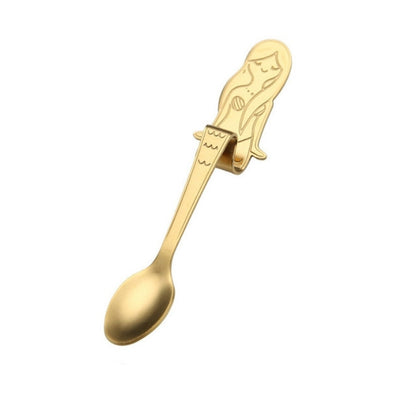 ช้อนกาแฟสร้างสรรค์นางเงือกรูปร่างจับช้อน Flatware ดื่มเครื่องมือ, Black, Gold, Symphony, Rose Gold, True Color