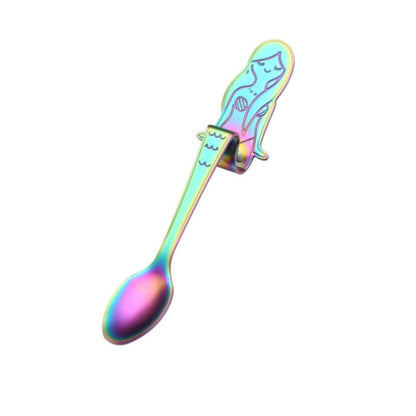 ช้อนกาแฟสร้างสรรค์นางเงือกรูปร่างจับช้อน Flatware ดื่มเครื่องมือ, Black, Gold, Symphony, Rose Gold, True Color