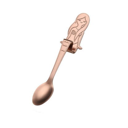 ช้อนกาแฟสร้างสรรค์นางเงือกรูปร่างจับช้อน Flatware ดื่มเครื่องมือ, Black, Gold, Symphony, Rose Gold, True Color