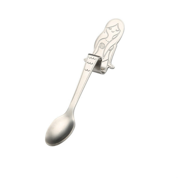 ช้อนกาแฟสร้างสรรค์นางเงือกรูปร่างจับช้อน Flatware ดื่มเครื่องมือ, Black, Gold, Symphony, Rose Gold, True Color