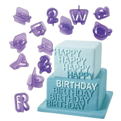 แม่พิมพ์คุกกี้พลาสติกตัวอักษรและตัวเลข 2 ชิ้นสัญลักษณ์ Fondant เค้กพิมพ์ตกแต่งแม่พิมพ์, Alphanumeric Shape