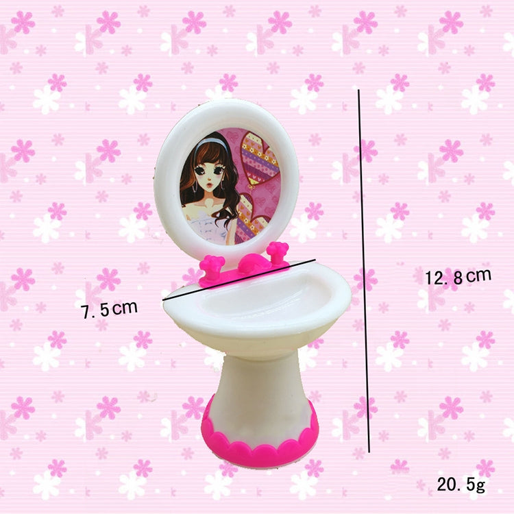 3 ชิ้นบ้านตุ๊กตาบาร์บี้พลาสติกชุดอุปกรณ์ห้องน้ำอ่างล้างหน้า, Washroom Set