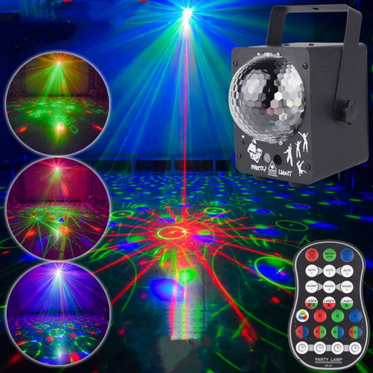 18W 60 ชนิดรูปแบบคริสตัล MAGIC BALL ไฟเลเซอร์ในครัวเรือน LED ที่มีสีสัน Starry Sky PROJECTION ไฟเสียงเปิดใช้งานไฟเวที, US Plug, UK  Plug, AU Plug, EU Plug