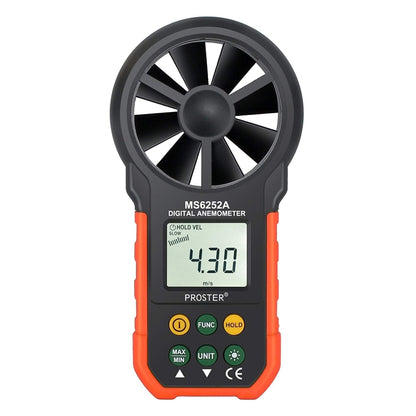 PEAKMETER เครื่องมือวัดปริมาณลมความเร็วลมจอแสดงผลดิจิตอลความแม่นยำสูง, MS6252A Wind Speed, Air Volume, MS6252B Temperature, Humidity, USB