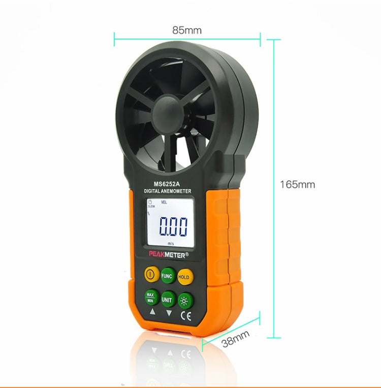 PEAKMETER เครื่องมือวัดปริมาณลมความเร็วลมจอแสดงผลดิจิตอลความแม่นยำสูง, MS6252A Wind Speed, Air Volume, MS6252B Temperature, Humidity, USB