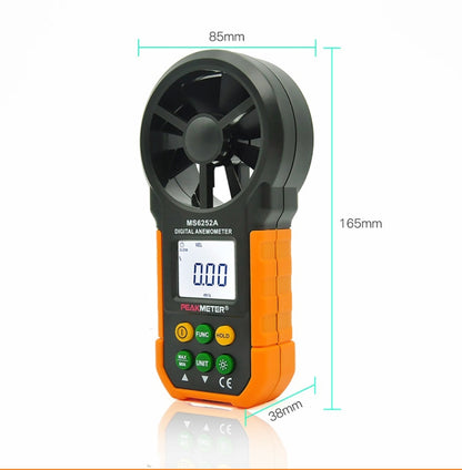 PEAKMETER เครื่องมือวัดปริมาณลมความเร็วลมจอแสดงผลดิจิตอลความแม่นยำสูง, MS6252A Wind Speed, Air Volume, MS6252B Temperature, Humidity, USB