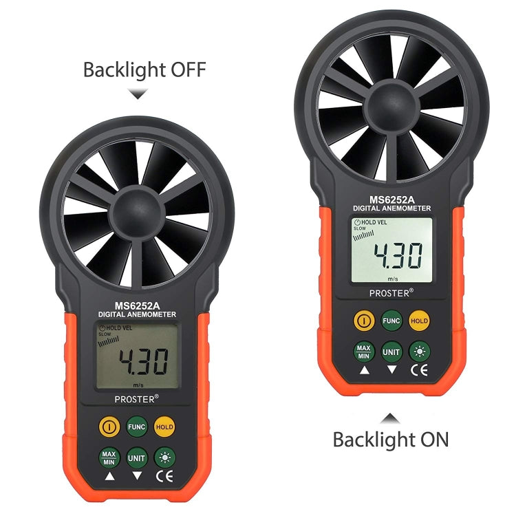 PEAKMETER เครื่องมือวัดปริมาณลมความเร็วลมจอแสดงผลดิจิตอลความแม่นยำสูง, MS6252A Wind Speed, Air Volume, MS6252B Temperature, Humidity, USB