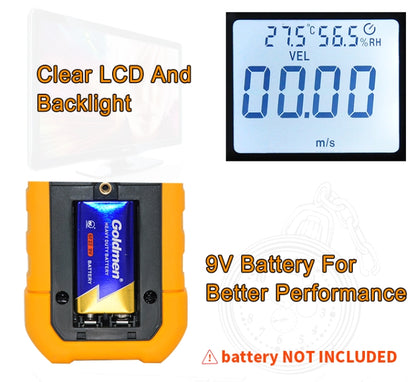 PEAKMETER เครื่องมือวัดปริมาณลมความเร็วลมจอแสดงผลดิจิตอลความแม่นยำสูง, MS6252A Wind Speed, Air Volume, MS6252B Temperature, Humidity, USB