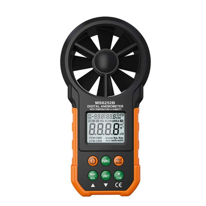 PEAKMETER เครื่องมือวัดปริมาณลมความเร็วลมจอแสดงผลดิจิตอลความแม่นยำสูง, MS6252A Wind Speed, Air Volume, MS6252B Temperature, Humidity, USB