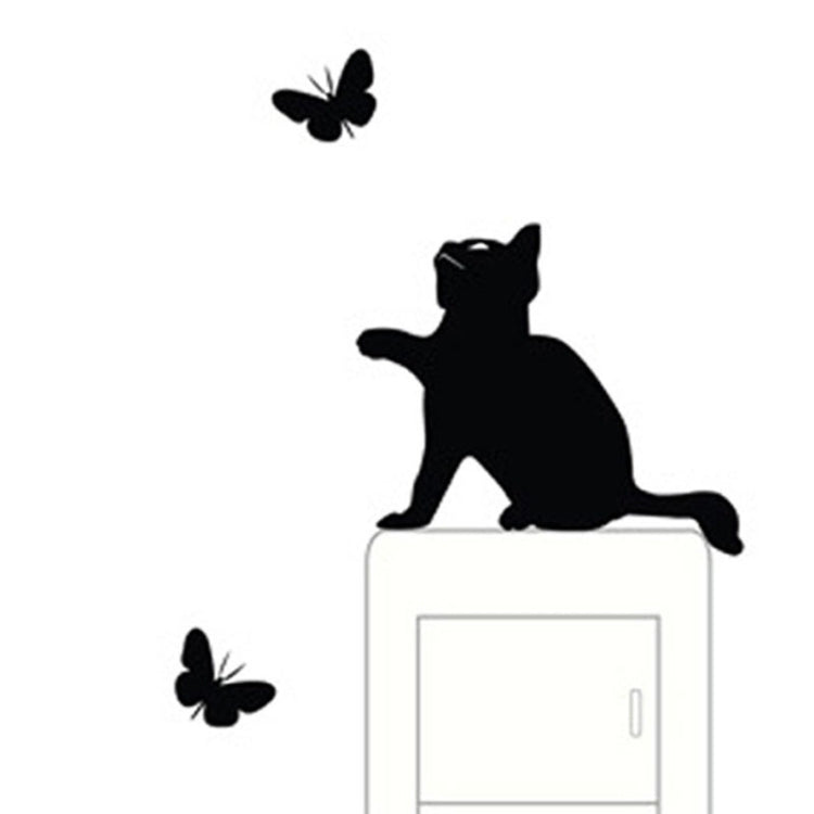 2 PCS Switch Stickers Cat Flutter Butterfly Creative Carved Wall Stickers Children Room Stickers