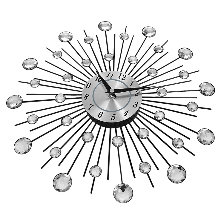 Creative Wall Clock Crystal Silver Wrought Iron Wall Clock บุคลิกภาพศิลปะตกแต่งห้องนั่งเล่นห้องนอนนาฬิกา, Iron Wall Clock