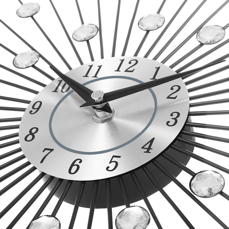 Creative Wall Clock Crystal Silver Wrought Iron Wall Clock บุคลิกภาพศิลปะตกแต่งห้องนั่งเล่นห้องนอนนาฬิกา, Iron Wall Clock