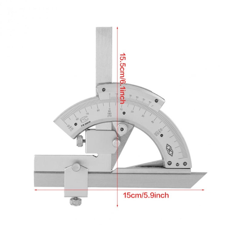 เหล็กกล้าคาร์บอนสูง Non-parallax Trimmer ไม้โปรแทรกเตอร์ ไม้บรรทัดวัดมุม, Angle Measuring Ruler