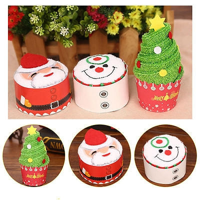 คริสต์มาสสร้างสรรค์เค้กผ้าขนหนูของขวัญ Washcloth คริสต์มาสน่ารักผ้าขนหนูนำเสนอ
