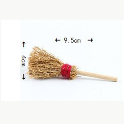 2 PCS Miniature Doll House Kitchen Patio อุปกรณ์เสริมไม้กวาดเด็กของเล่นเพื่อการศึกษา, Wooden Broom