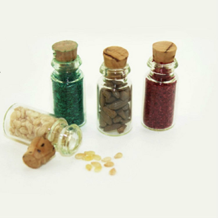 4 ชิ้น / ชุดบ้านตุ๊กตาอุปกรณ์ครัวขวดแก้วอาหารจิ๋ว, Glass Food Bottle