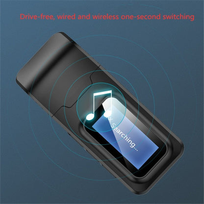 2 in 1 Bluetooth 5.0 Adapter USB Drive-free Wireless Audio Transmitter Receiver พร้อมจอ LCD