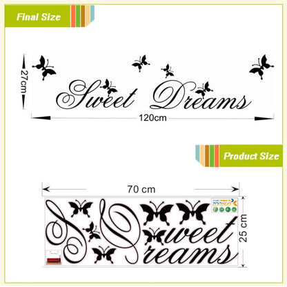 2 PCS Sweet Dreams สติ๊กเกอร์ติดผนังห้องนอน DIY ตกแต่งบ้าน