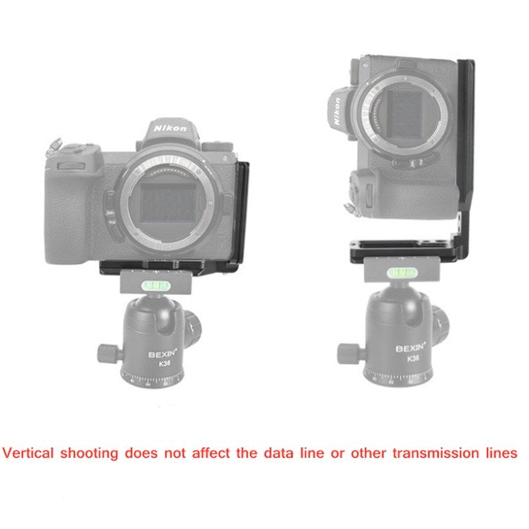 BEXIN สำหรับ Nikon Z7 / Z6 Push-Pull Type อลูมิเนียมอัลลอยด์ Vertical Shoot Quick Release L Plate Bracket Base Holder, BEXIN for Nikon Z7