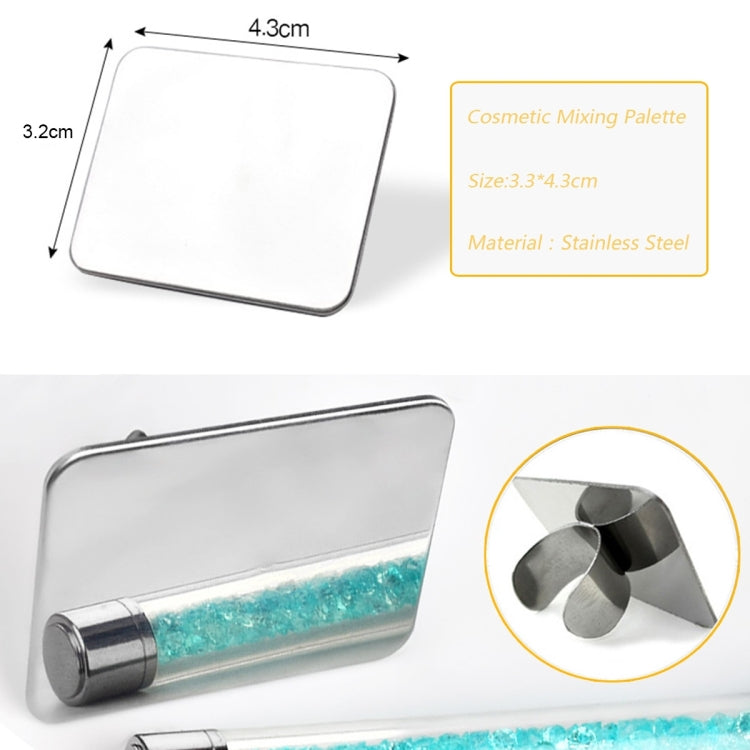 10 PCS Salon Manicure Finger Ring Color Palette Make Up Cream Foundation Mixing Palette Cosmetic Make up Tool Stainless Steel Plate, Small Square