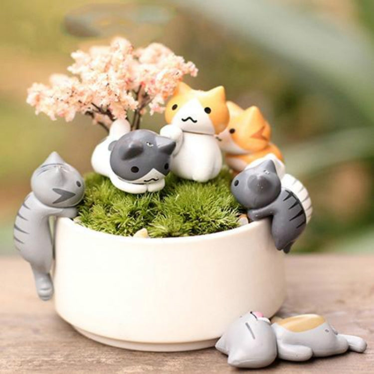 2 ชุดเนื้อกระถางดอกไม้ Moss Micro Landscape ตุ๊กตาแมวน่ารักตกแต่งตุ๊กตาเค้ก DIY เครื่องประดับประกอบ, Doll Cute Cat Decoration